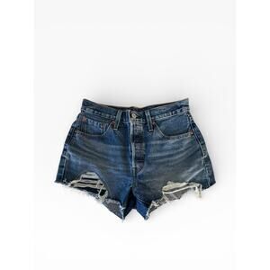 Levi’s 501 Cutoff Denim Shorts W28 | High Rise Distressed Raw Hem